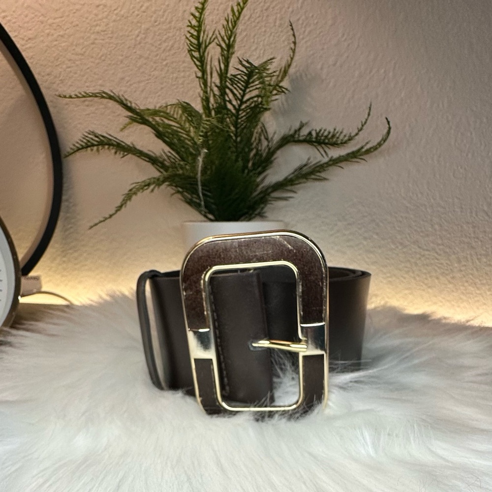 Banana Republic. Brown leather belt /gold buckle.